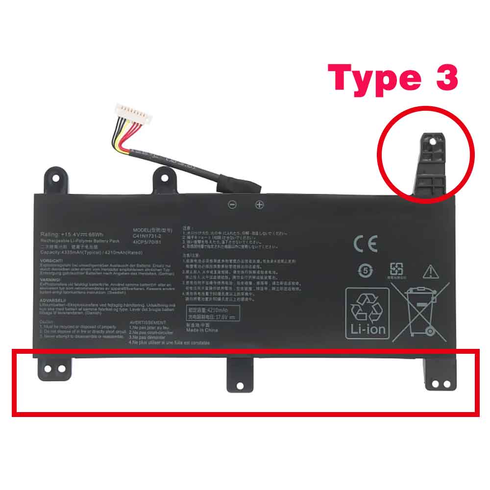 different C41N1731 battery